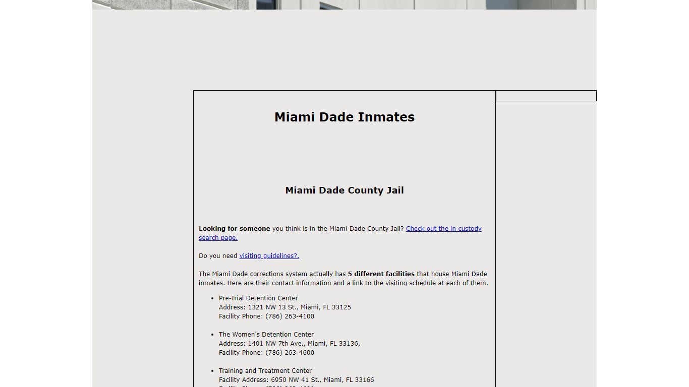 Miami Dade Inmates: Find An Inmate Currently In Custody